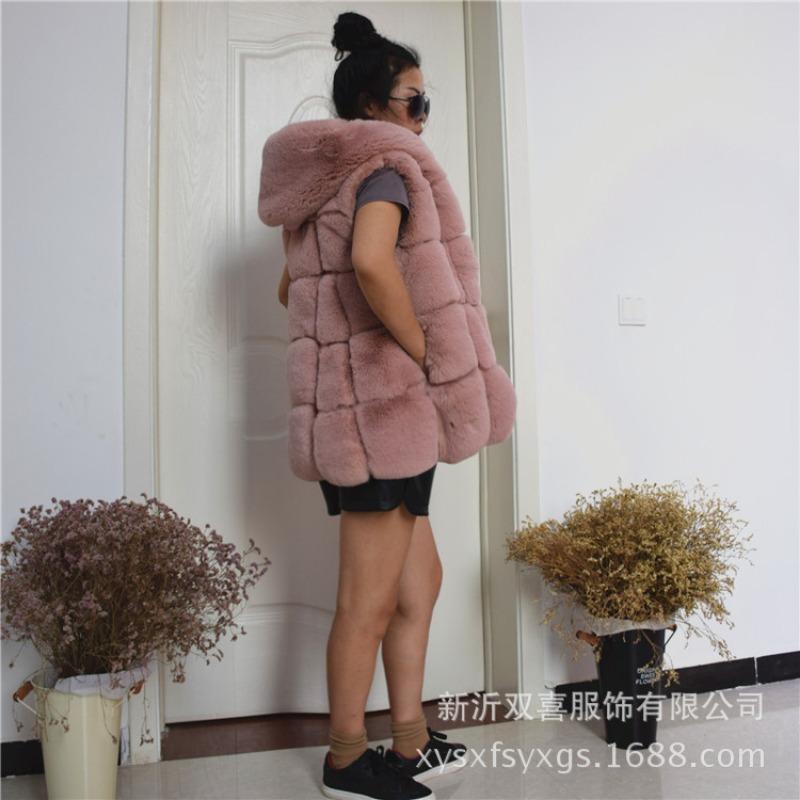 

Хайнинг мех осень и зима новый утолщенный теплый мех средней длины женский имитация кролика мех с капюшоном меховой жилет XXXL