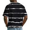 Men's Casual Stylish Striped Texture Printed Short-sleeved Shirt  Men's Breathable V-neck Short-sleeved Top