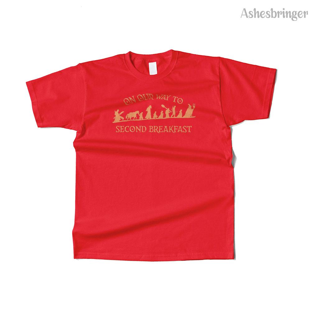

Unisexs Cotton On Our Way to Second Breakfast Graphic T Shirt Street Casual Style Tee for Unisex and Women M