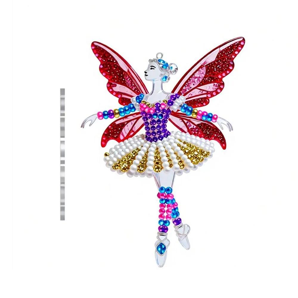 New 2D Flat Christmas Hanging Pendant Ballerina Shining Xmas Tree Hanging Ornament Simulation Acrylic Keychain Bag Charms