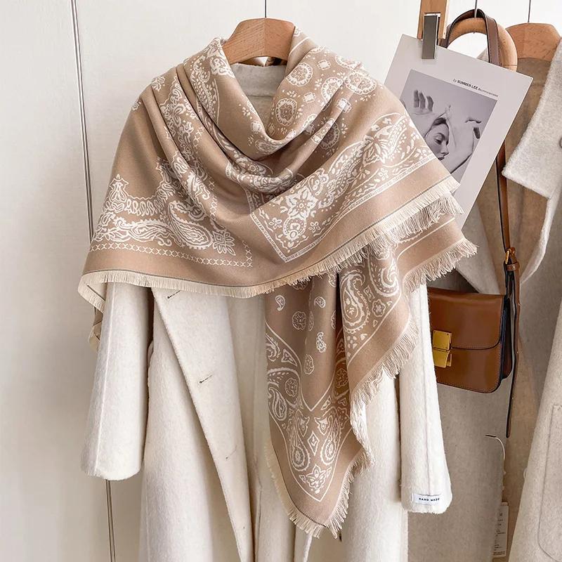 Luxuriöser Winter-Kaschmirschal Damen Quadratische Pashmina-Schals Wickel Damen Dicke Decke Weicher Bufanda Warmer Schal Halstuch
