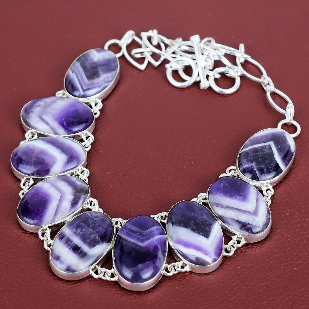 Chevron amethyst necklace 925 sterling silver necklace handmade adjustable chain necklace gemstone jewelry engagement gifts stylish necklace