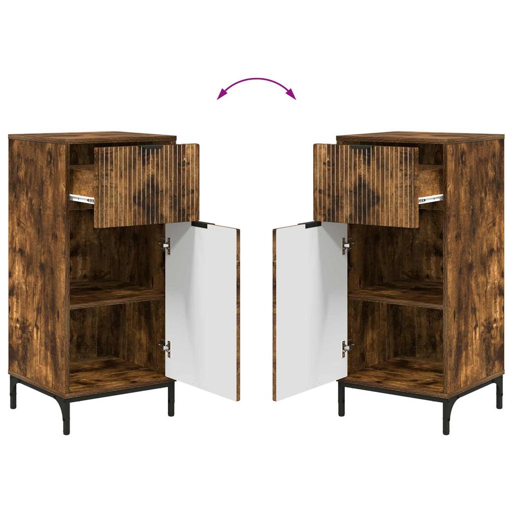 Bathroom Cabinet with Door Smoked Oak 39.5 x 36 x 88 cm