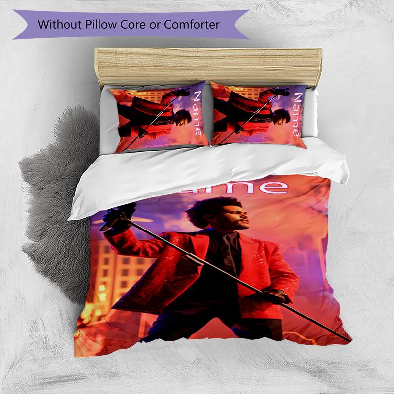 3pcs Custom Name The Weeknd Bedding Set Duvet Cover Closure Includes 1 Duvet Cover & 2 Pillowcases for All Seasons Bedroom Decor