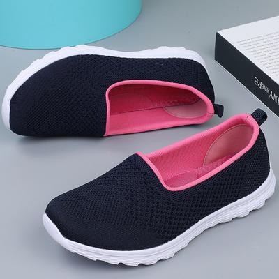 Breathable Walking Shoes Women's Mesh Flats Ultra Light Slip-on Casual Shoes Traveling Driving Flat Shoes Elastic Soled