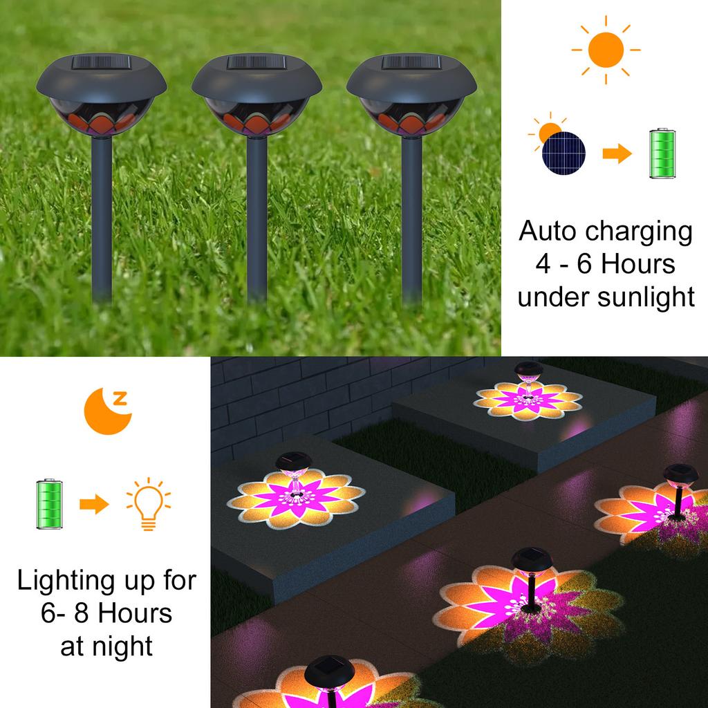 Solar Lights Outdoor Waterproof LED Solar Garden Projection Lights Garden Courtyard Lamp Landscape Path Yard Patio Decor