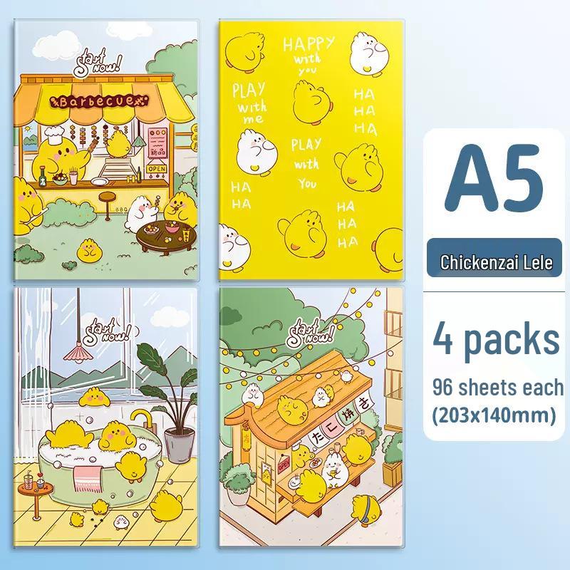 Soft Leather Student Notebook - A5/B5 Lined, Thick Cartoon Diary
