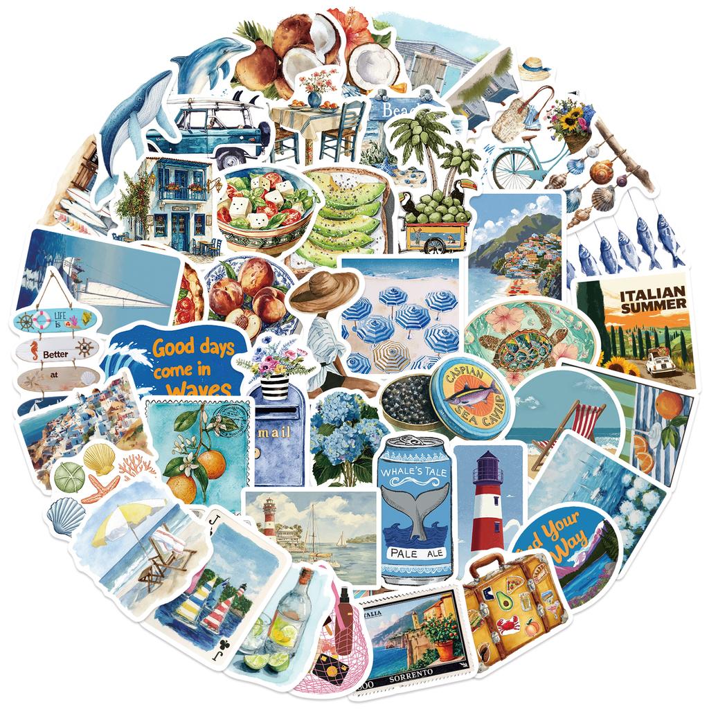 50Pcs Summer American Style Stickers For Scrapbooking Diary Laptop Water Bottle Computer Phone Cartoon Car Stickers Decals