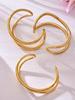 Korean Double Circle Arc Open Bracelet: Niche 18K Gold-Plated Stainless Steel Design