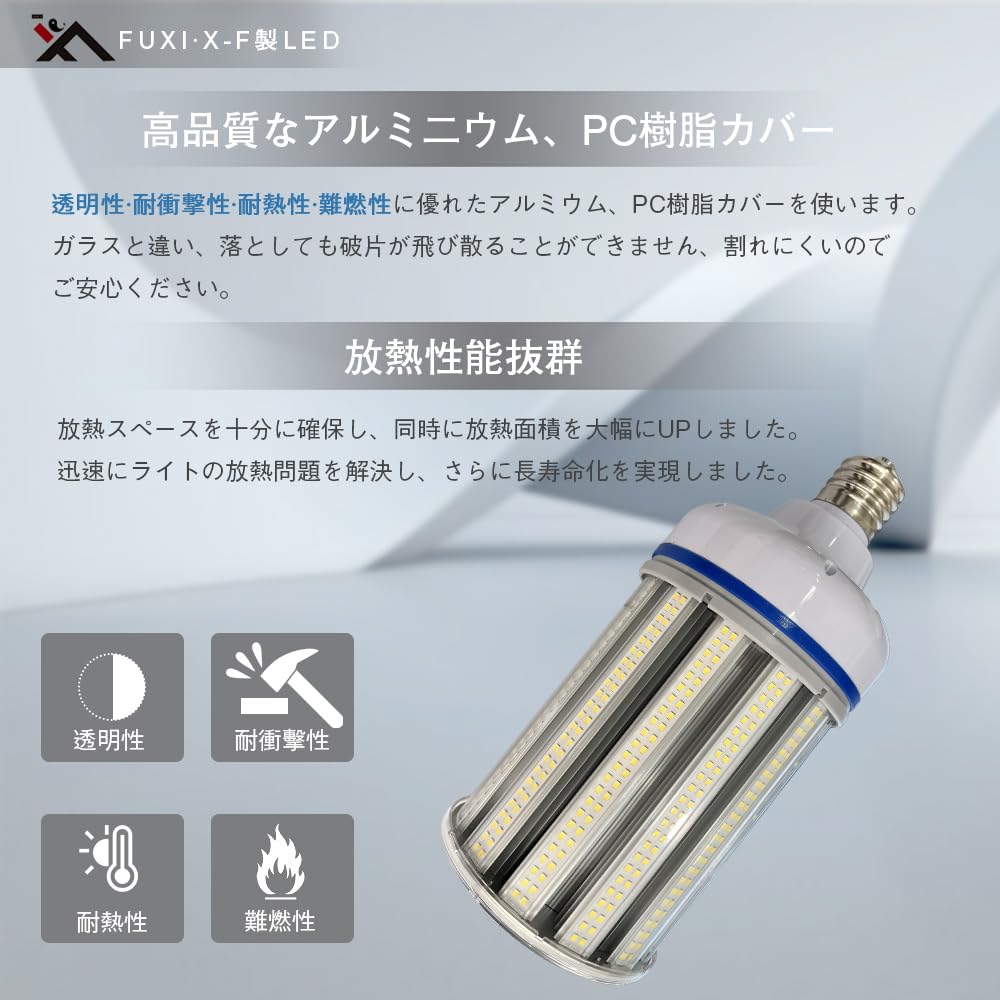 FUXI X-F LED Corn Light, 80W100W150W, E39 Base, 16,00020,00030,000 Lumens, E39 Base, 16,000 Lumens, 20,000 Lumens, 30,000 Lumens, Cone-Shaped,