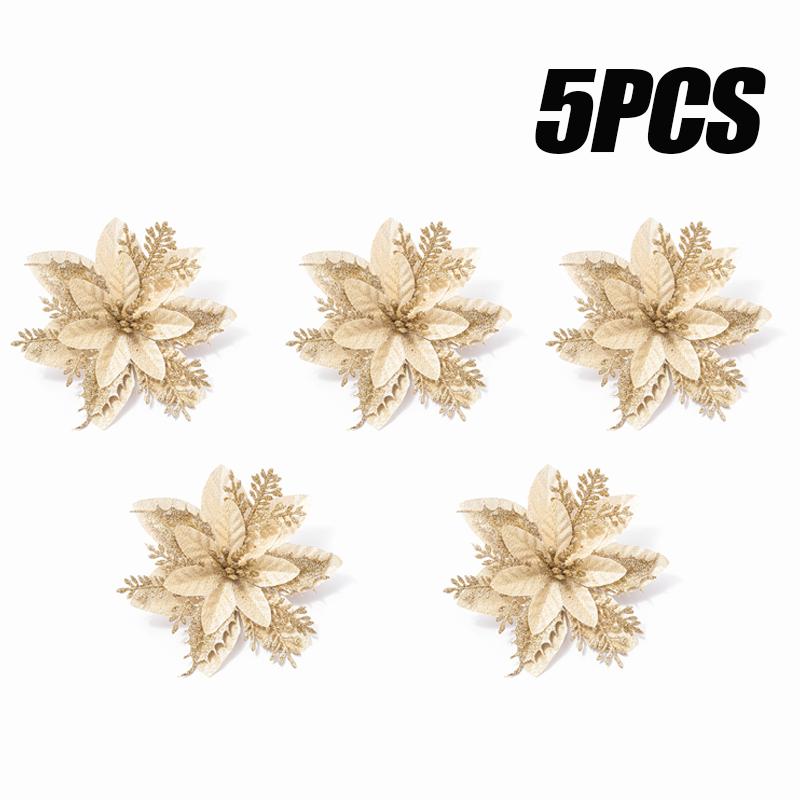 20PCS Four Color Flowers Christmas Flower Christmas Tree Decorations Christmas Wreath Decoration Christmas Decorations