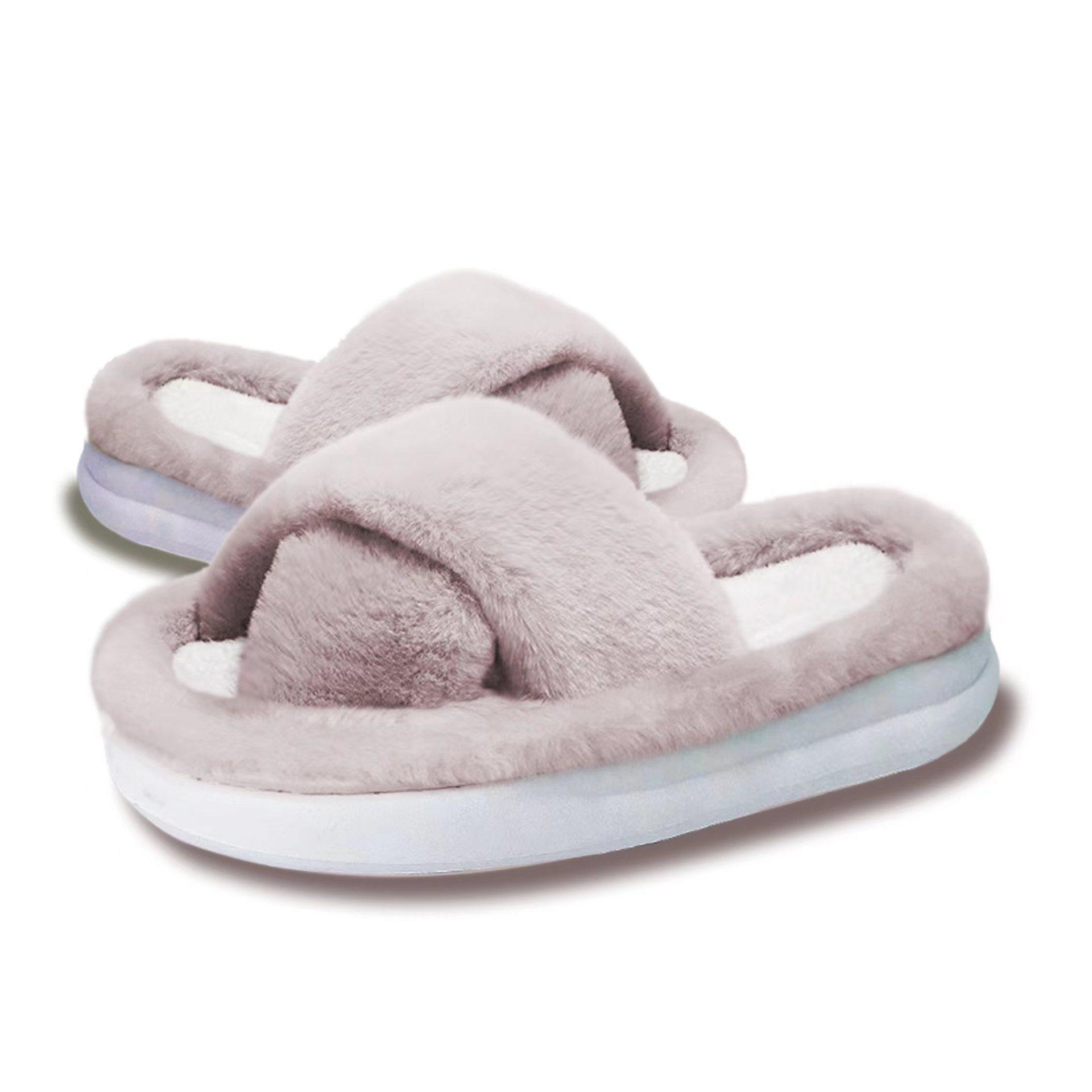 

Thick-bottomed fluffy slippers women s 2025 autumn new cross-plush slippers home indoor couple cotton slippers women 42-43