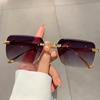 Popular Vintage Rimless Square Sunglasses Women For Men Sun Glasses Punk Pink Shade Luxurious Brand Designer Metal Material Eyeglasses UV400