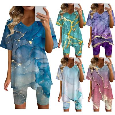 Loungewear feminino duas peças roupas para mulheres verão com decote em v camiseta topos shorts treino esportes agasalho