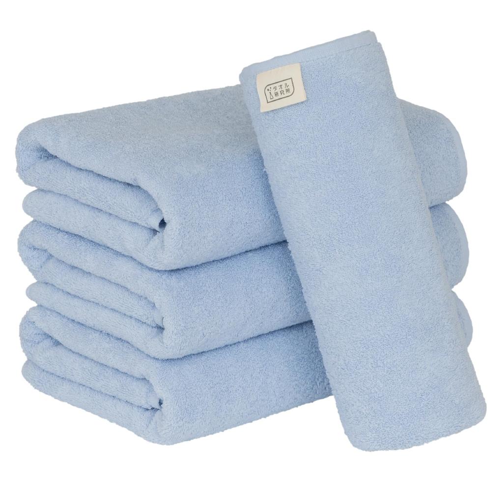 Towel Laboratory Bath Pearl Set of Standard Medium Low Fast JapanTechnology [Everyday Simple] #001 Towels, Blue, 4, Type, Weight, Shedding,