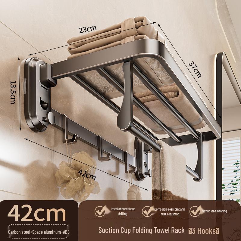 Vier-Saugnapf-Stanzfreier Wandmontage-Klappbarer Badezimmer-Handtuchhalter & Ablage