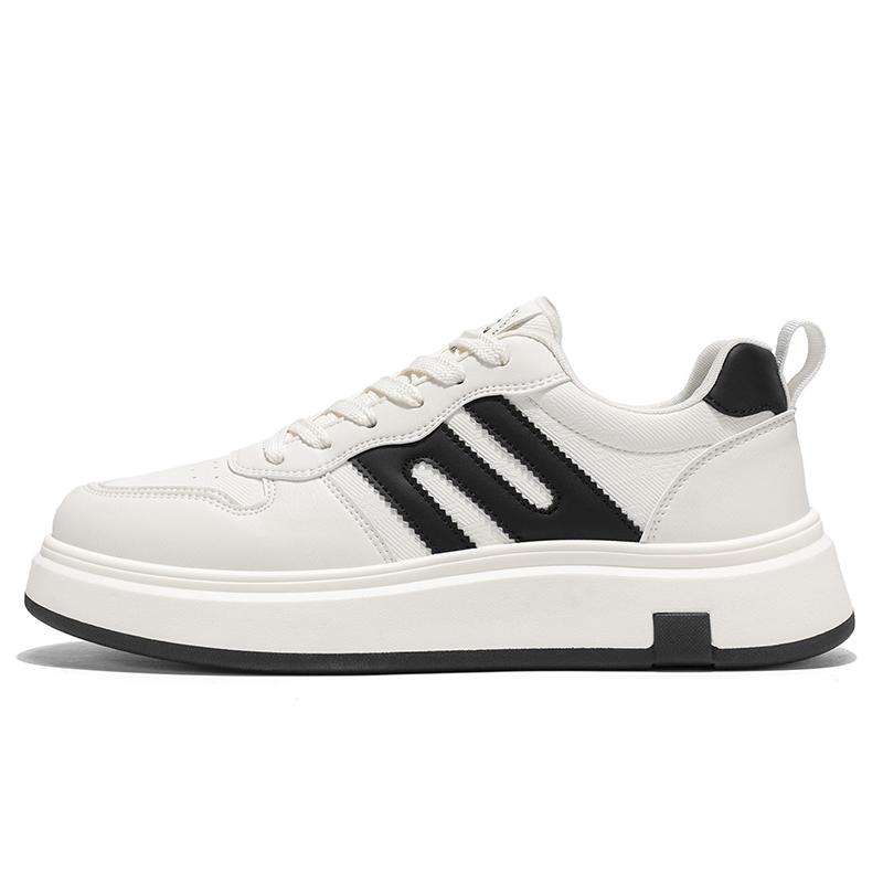 

2025 Autumn New Mens Casual Shoes Flat Sole Anti Slip Low Top White Footwear Fashion Comfortable Light Weight Leather Sneakers 7 44