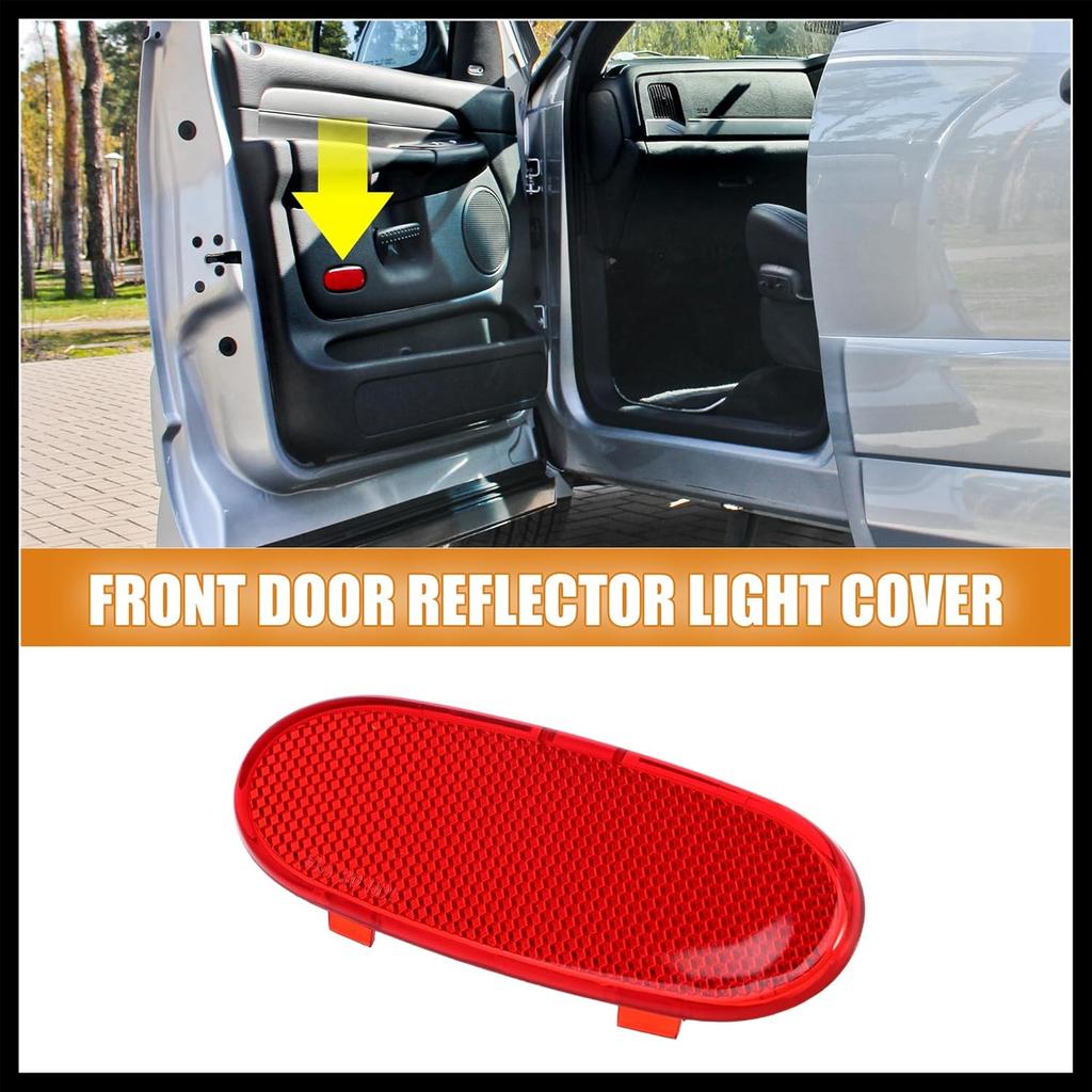 Front Door Panel Reflector Light Cover for Dodge for Ram 1500 2002-2008 5179299AA Red Durable Material