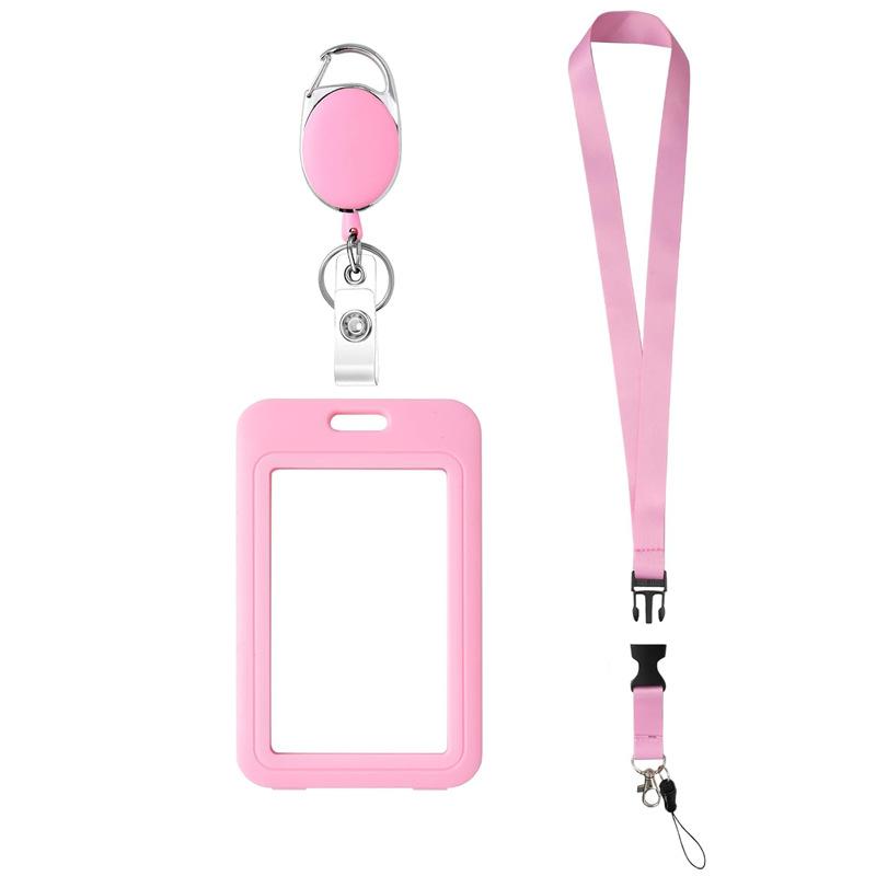 

Шнурок на шею с выдвижной пряжкой, двусторонний прозрачный держатель для рабочего бейджа, держатель для бейджа сотрудника, держатель для проездного 3pcs- vertical version