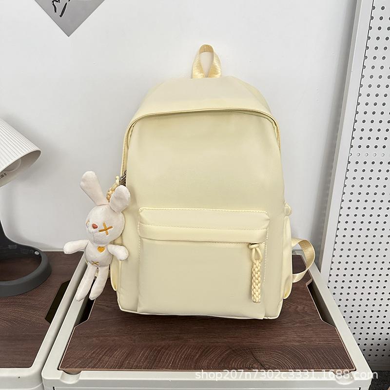 Schoolbag Fashion Large Capacity School Bag Girls Junior High School Travel Backpack Japanese Solid Color College Student Lightweight Versatile