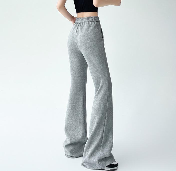 Damen Schwarze High Waist Schlankmachende Micro Flare Hose - 2025 Frühling/Sommer Freizeitsporthose