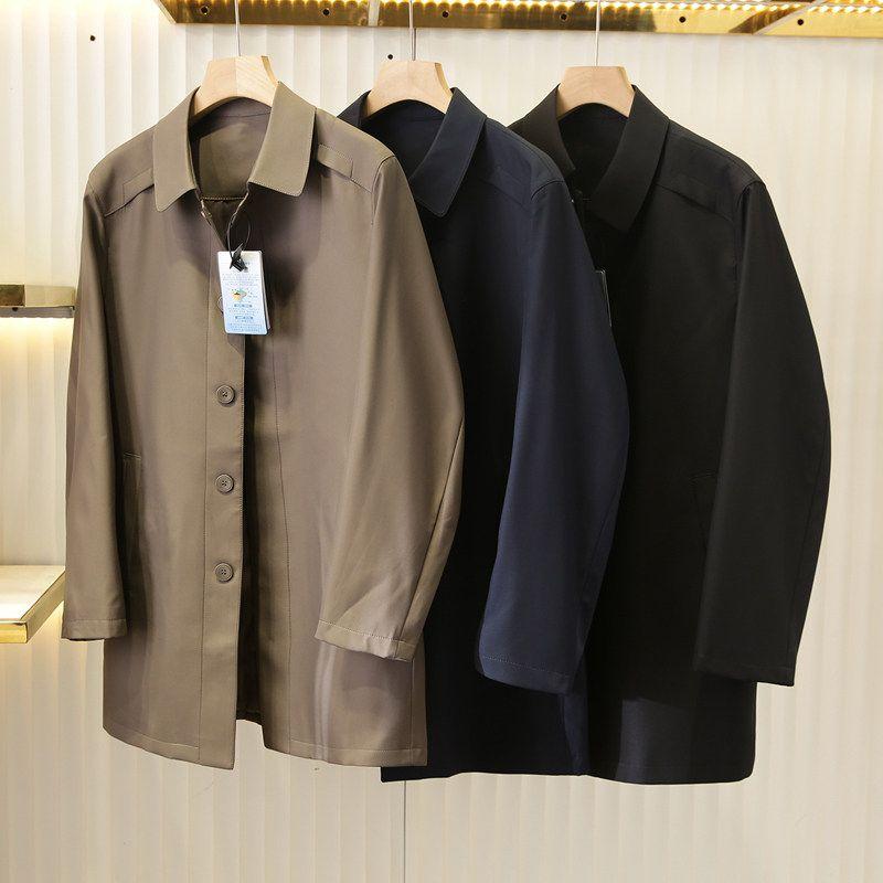 Italian Order! Thousand Yuan Level! High end Men's Autumn Waterproof Breathable Lapel Mid-Length Trench coat Jacket