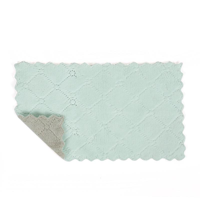 Coral Fleece Kitchen Cleaning Towels Double Sided Dual Color Printed Thickened Absorbent Scouring Pads Dish Cloths