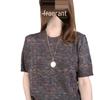 2026 Iridescent Round Neck Short Sleeve Knit Top - Women's Loose Slimming Fit
