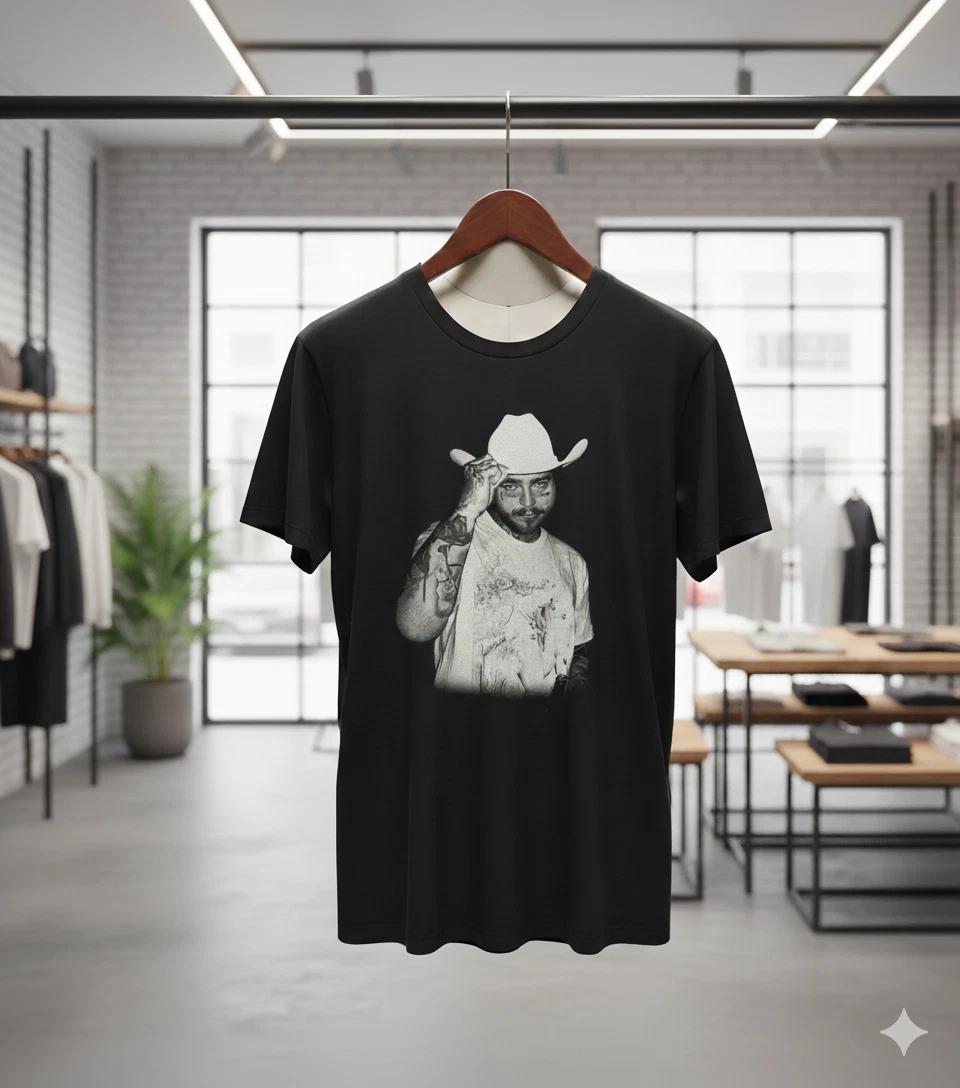 Unisex Adult Vintage Graphic Vintage Western Cowboy Portrait Overd ... XL