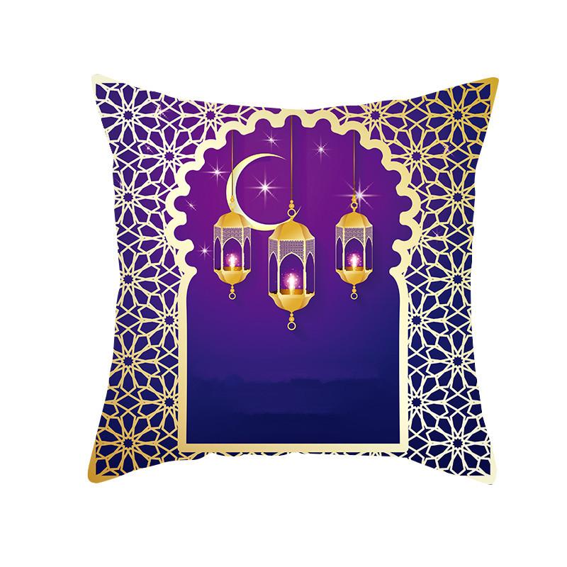 New Sofa Pillow Festive Decoration Pillow Case Short Plush Moon Print Pillow Car Back Seat Pillow