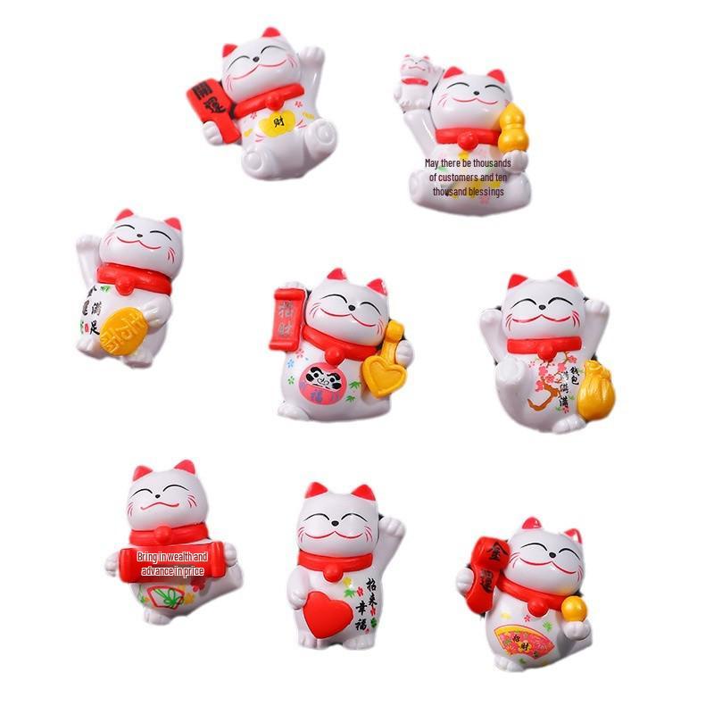 3D Resin Lucky Cat Magnet - Creative Ornament for Fridge, Office, Home, Shop, or Travel