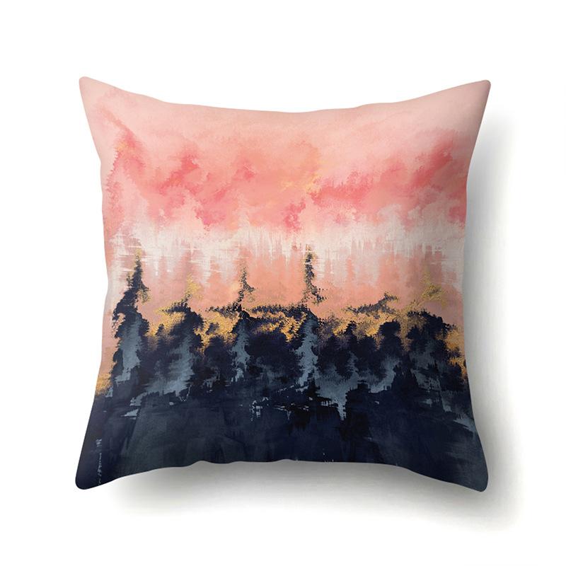 Polyester Pillow Case Decorative Geometric Home Printed Pillow Case Waist Cushion Cover Car Cushion Head Cushion Cover