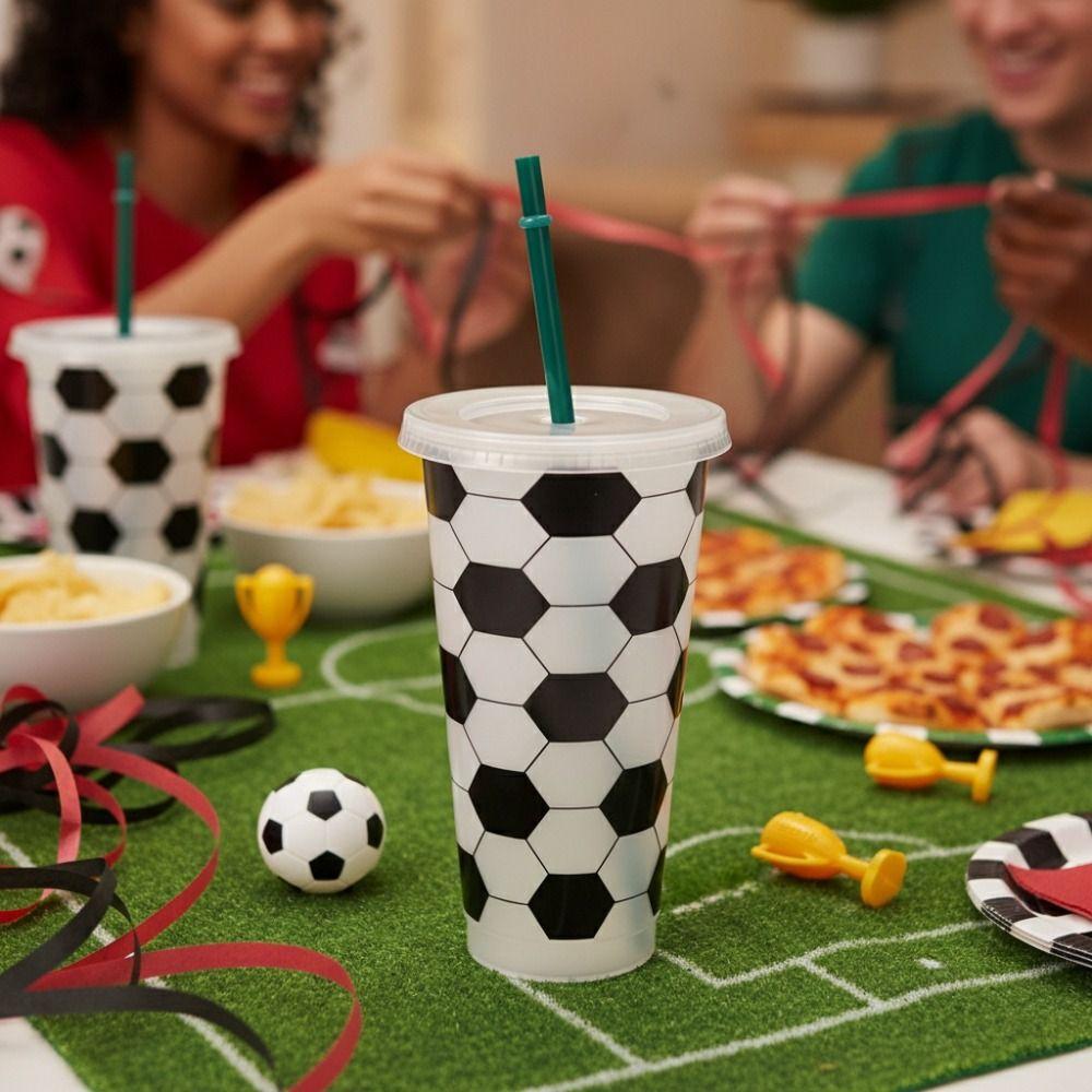 10PCS Reusable Football Drinking Cup Large Capacity Soccer Themed Tumbler Water Cup Game Day