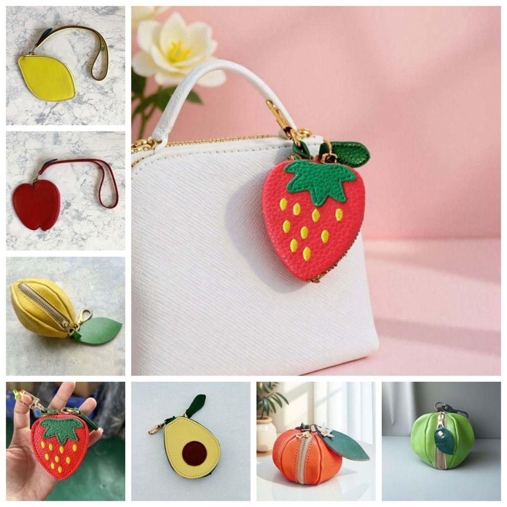 Strawberry Fruit Shape Coin Purse Cute Mini Storage Pouch Change Bag Earphone Bag  Women
