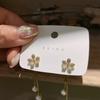 2026 Trend New Zircon Flower Earring Female Temperament Tassels Imitation Pearl Drop Earrings for Women Fashion Jewelry Gif