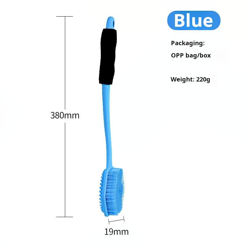 Double-Sided Silicone Bath Brush - Long Handle Back Scrubber for Exfoliating, Body Cleaning and Relaxing Skin Care In Bath