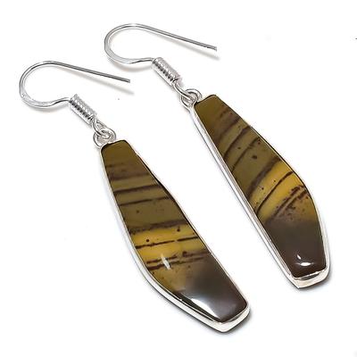 Natural Dragon Jasper Gemstone Handmade 925 Sterling Silver Earring 2.17" H8G18