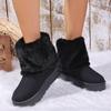 Fashion Women Round Toe Warm Thickened Plush Winter Beige Mid Calf Boots Thick Sole Casual Comfortable Anti Slip Women Snow Boot