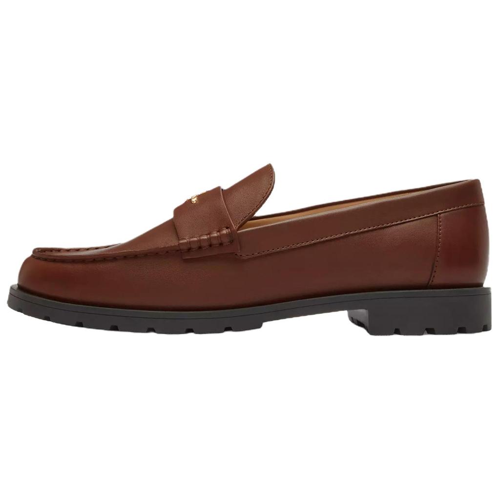 Coach Janie Leather Round Toe Slip-On Loafers Women Loafers Brown CW673-CWH