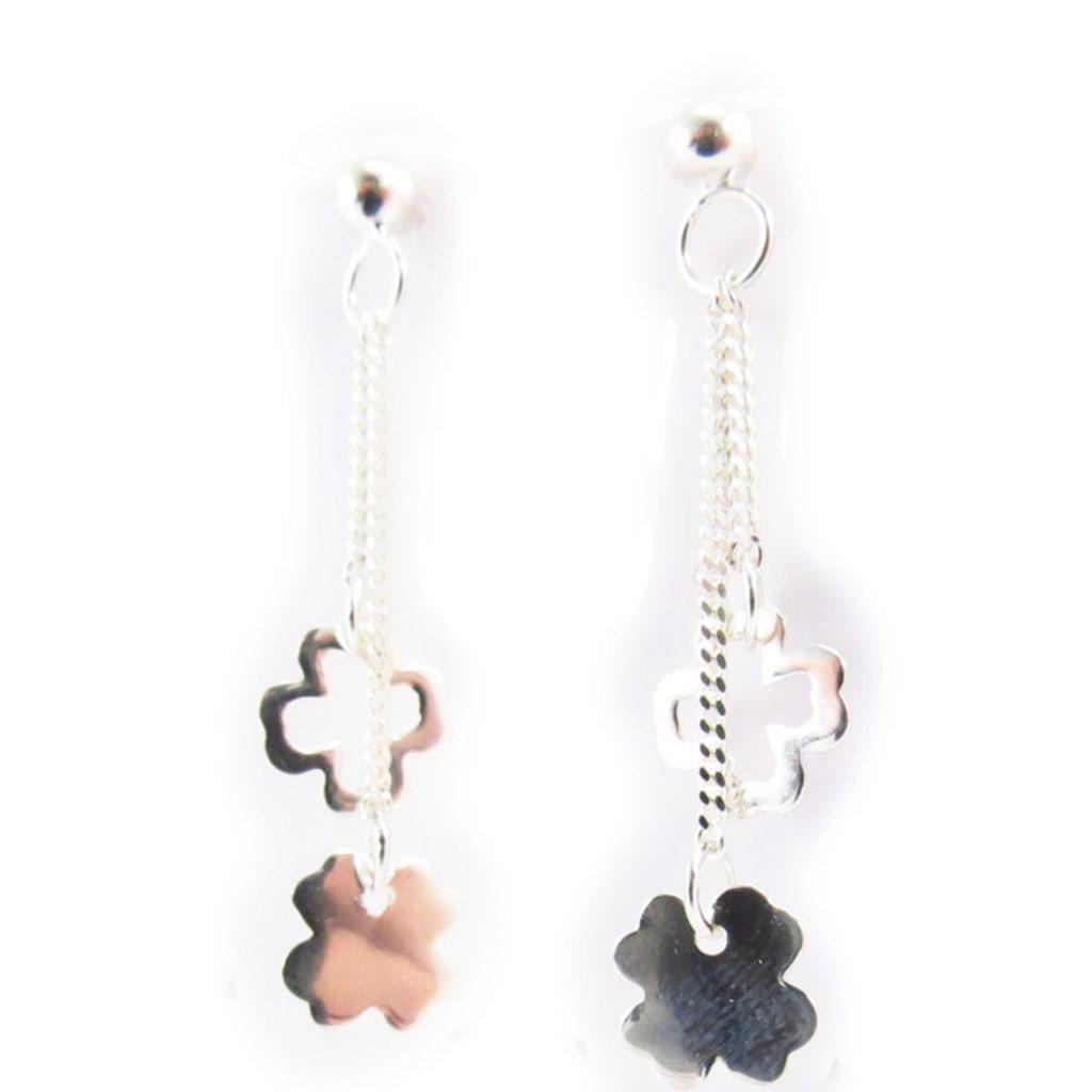 Les Trésors De Lily [F0330] - Silver 'Lucky Charm' Silver Earrings - 33x8 Mm