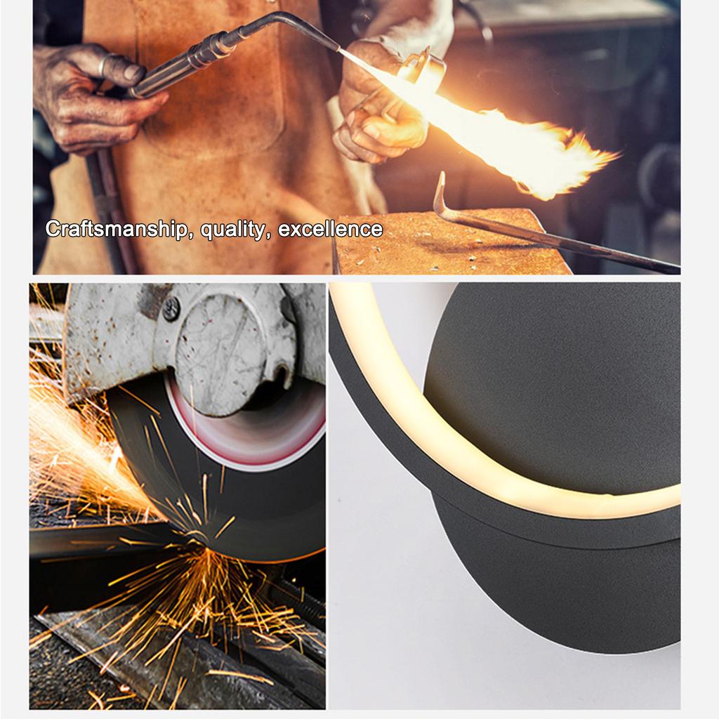 Modern Wall Lamp Black Round Interior Decoration Metal LEDs Wall Lamp Hard-Wired Wall Lamp 12W Suitable for Living Room Bedroom Dining Room Corridor