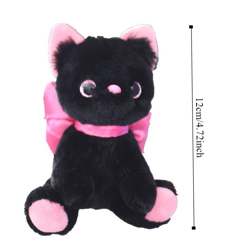 PP Cotton Bow Cat Plush Keychain Soft Stuffed Doll Keychain Kitty Keyring Doll Backpack Decor