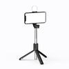 Telescopic selfie stick with remote control, LED lamp, phone tripod stand, 071m black