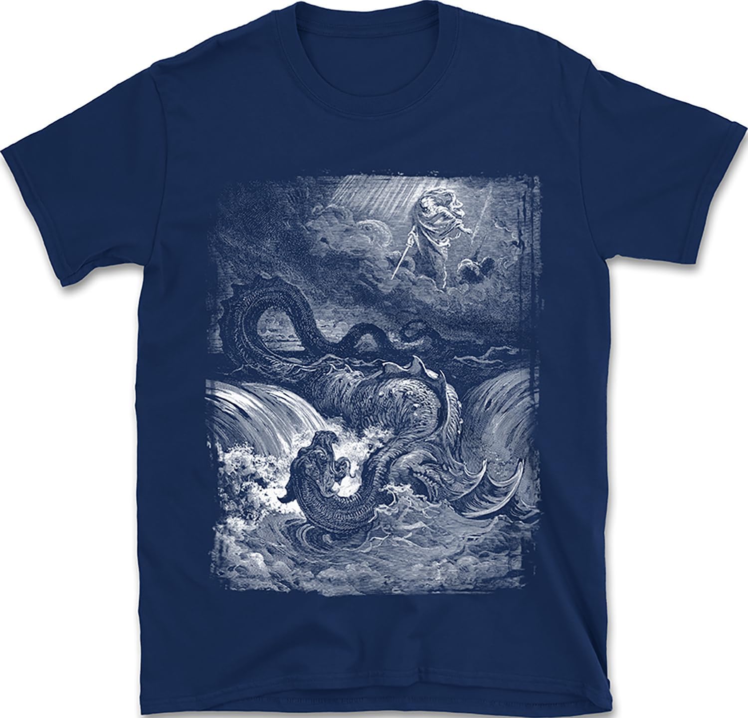 The Destruction of Leviathan T-Shirt | Gustave Dore 1865 Biblical Art Tee | Mythological Sea Monster Vintage Graphic Shirt S разноцветный