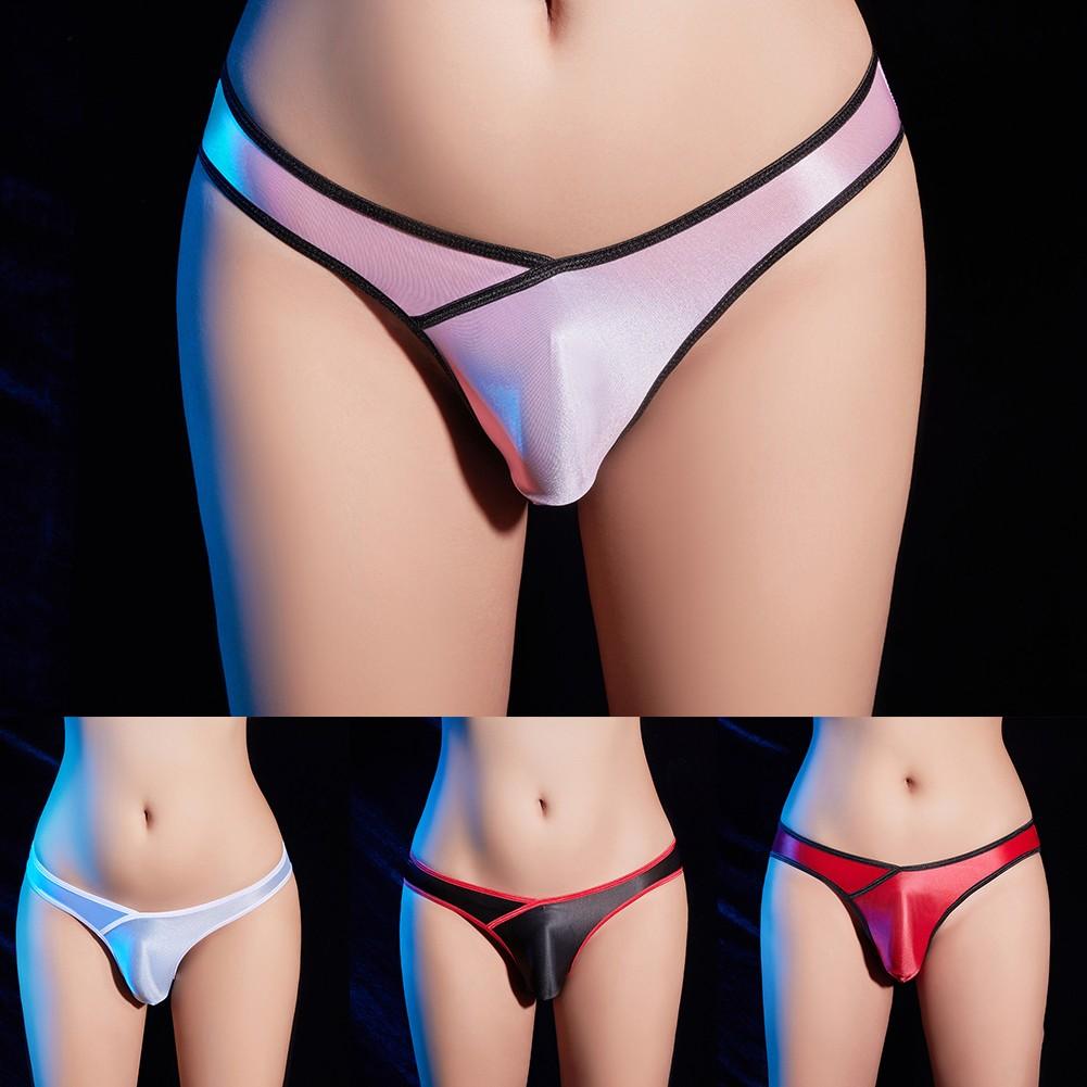 Low Rise Mens Underwear Oily Panties See-Through Swimwear