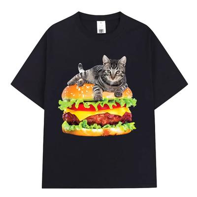 Hamburger Funny Cat Funny Meme TShirt Men Women Casual Fashion Vintage T Shirts Summer Cotton Oversized Short Sleeve Tshirts