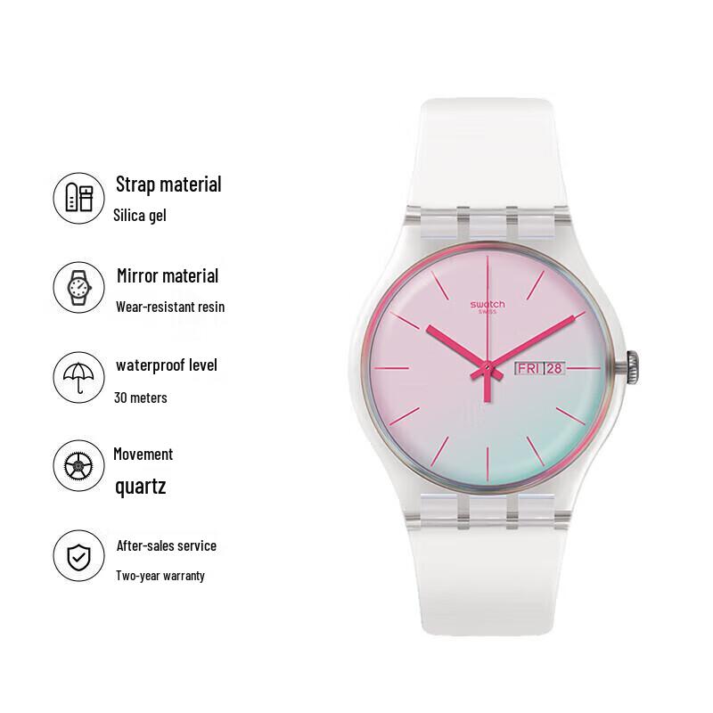 Swatch SO29K704-S14 Dazzling White Aurora 2.0 Quartz Watch