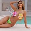 2024 Sequined Floral Split Strappy Bikini Swimwear for Women