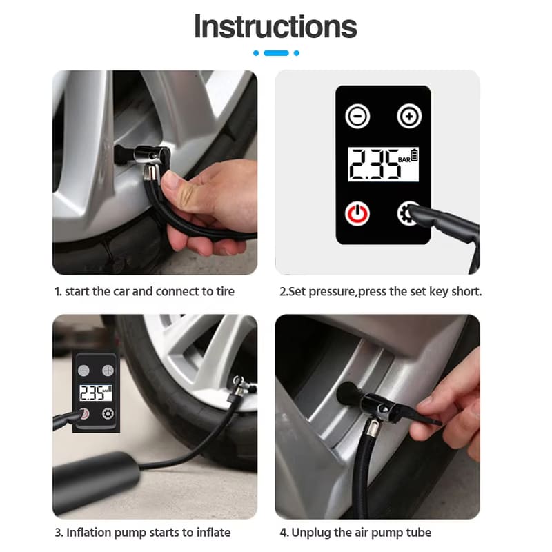 Small Wireless Air Pump Air Compressor for Bicycle Car Tire Inflator Portable Rechargeable Outdoor 150PSI Motorcycle Electric Vehicle Air Pump