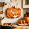 Thanksgiving Holiday Ornament Fall Wooden Sign Door Hanger, 2D Sunflower Pumpkin Gnome Wall Indoor Outdoor Art Plaque, Rustic Farmhouse Autumn Hanging